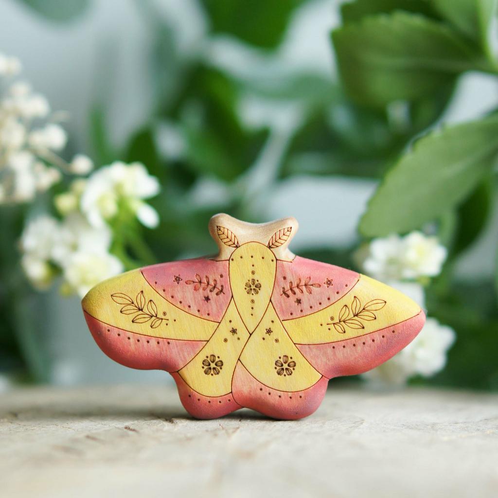 Rosy Maple Moth wooden toy