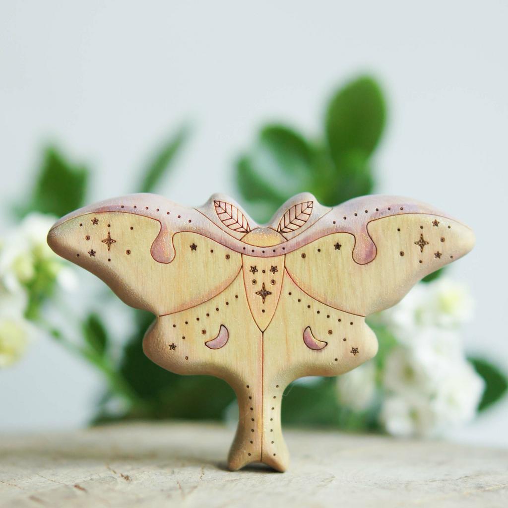 Luna Moth wooden toy (yellow)
