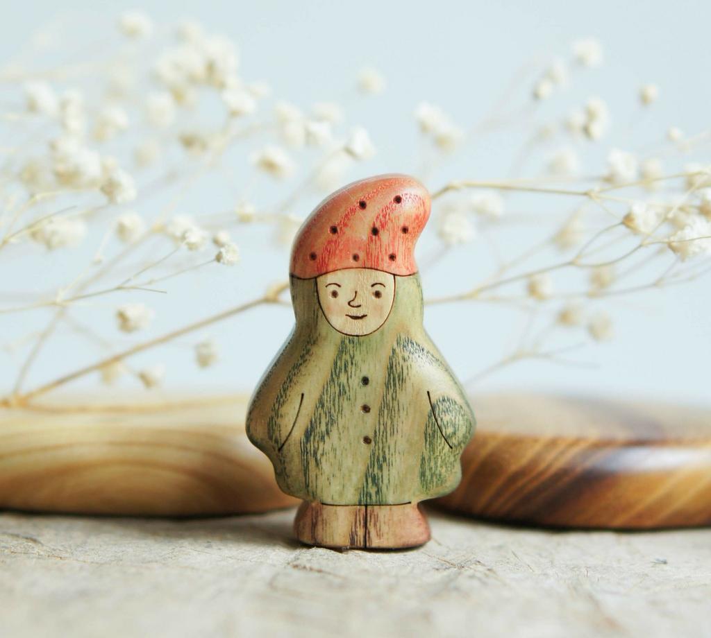 Wooden gnome boy toy.
