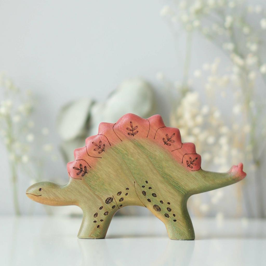 Dinosaur stegosaurus wooden toy (colored)