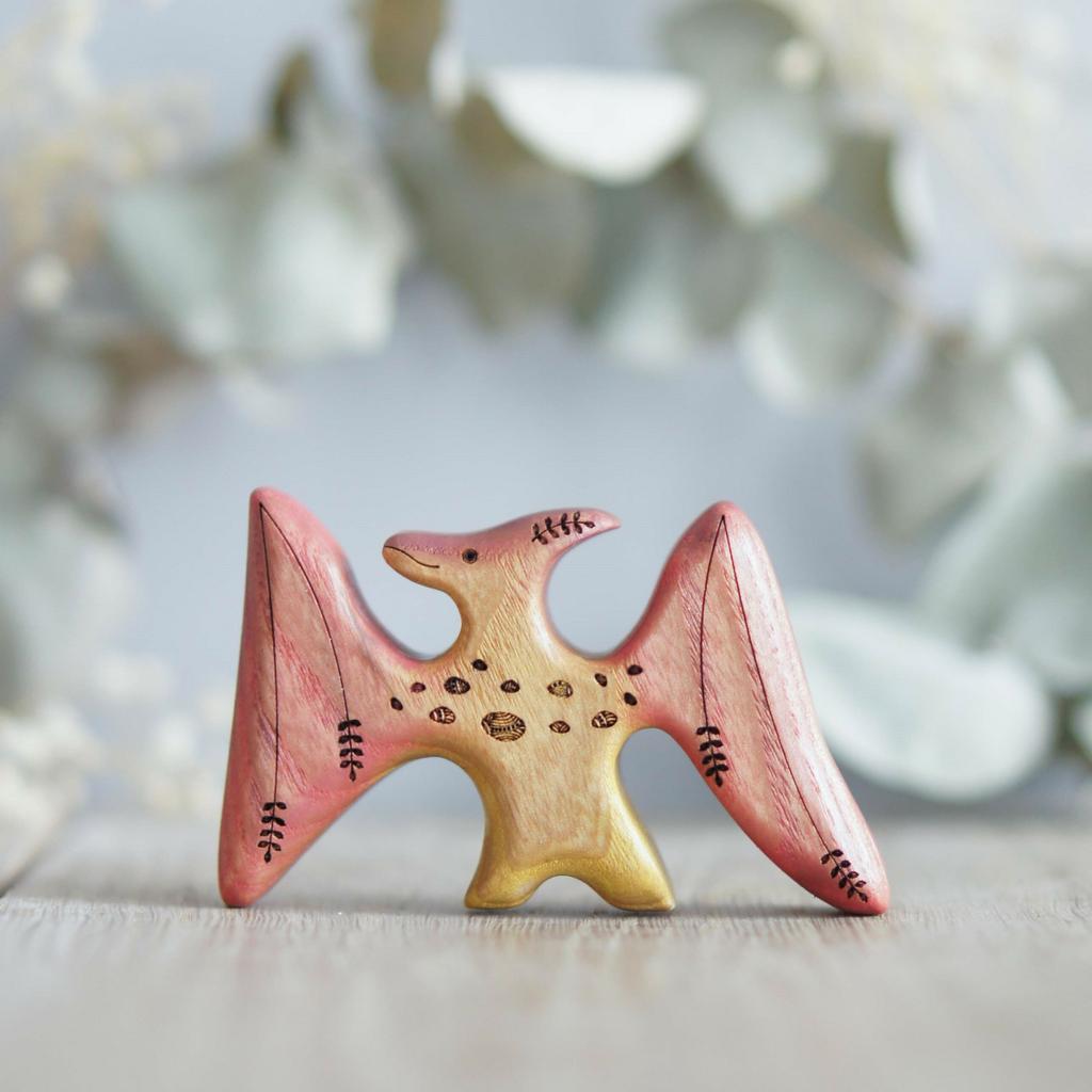 Dinosaur pterodactyl wooden toy (colored)