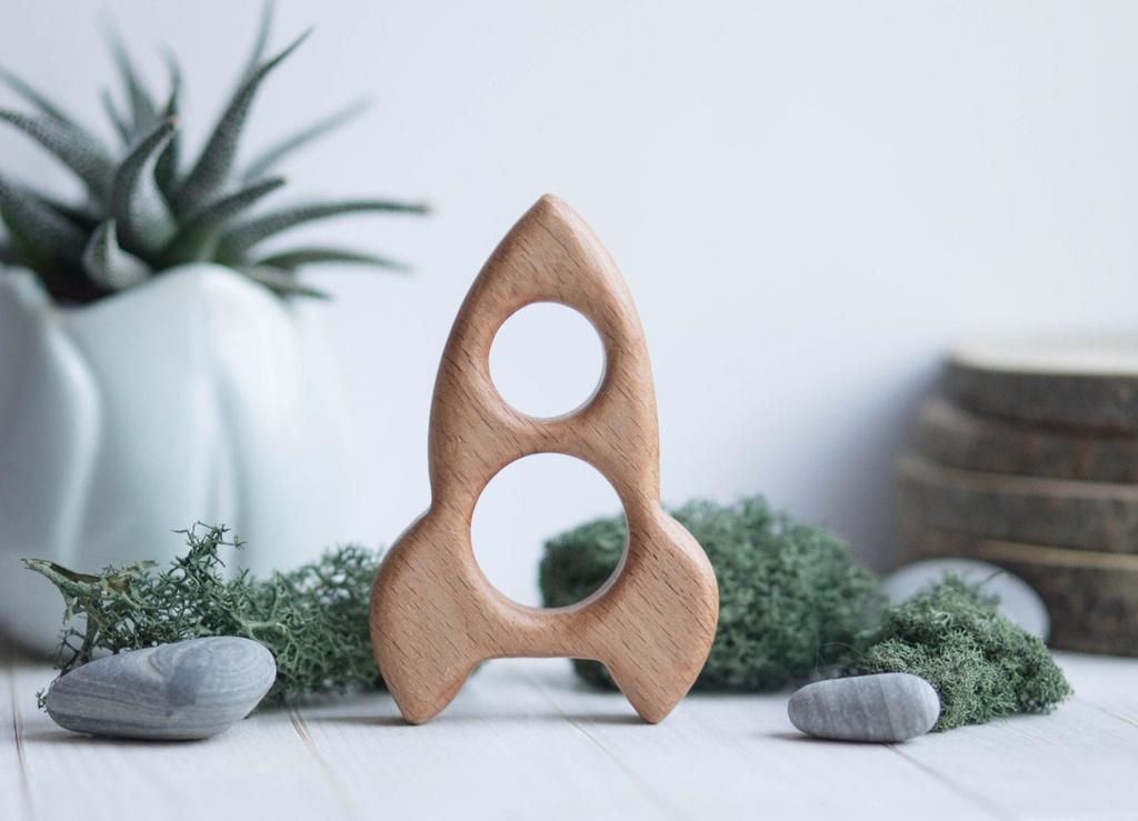 wooden teether rocket