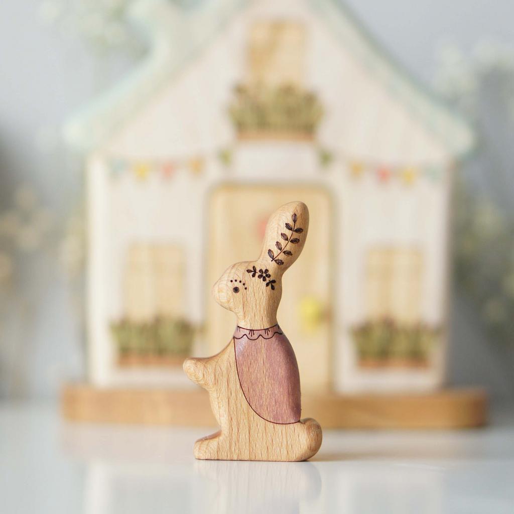 Peter Rabbit's sister 2 wooden toy  (design - wreath on the head)