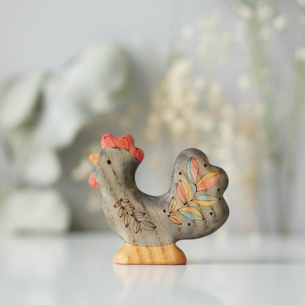 Wooden rooster toy black