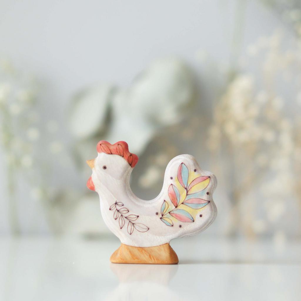 Wooden rooster toy white