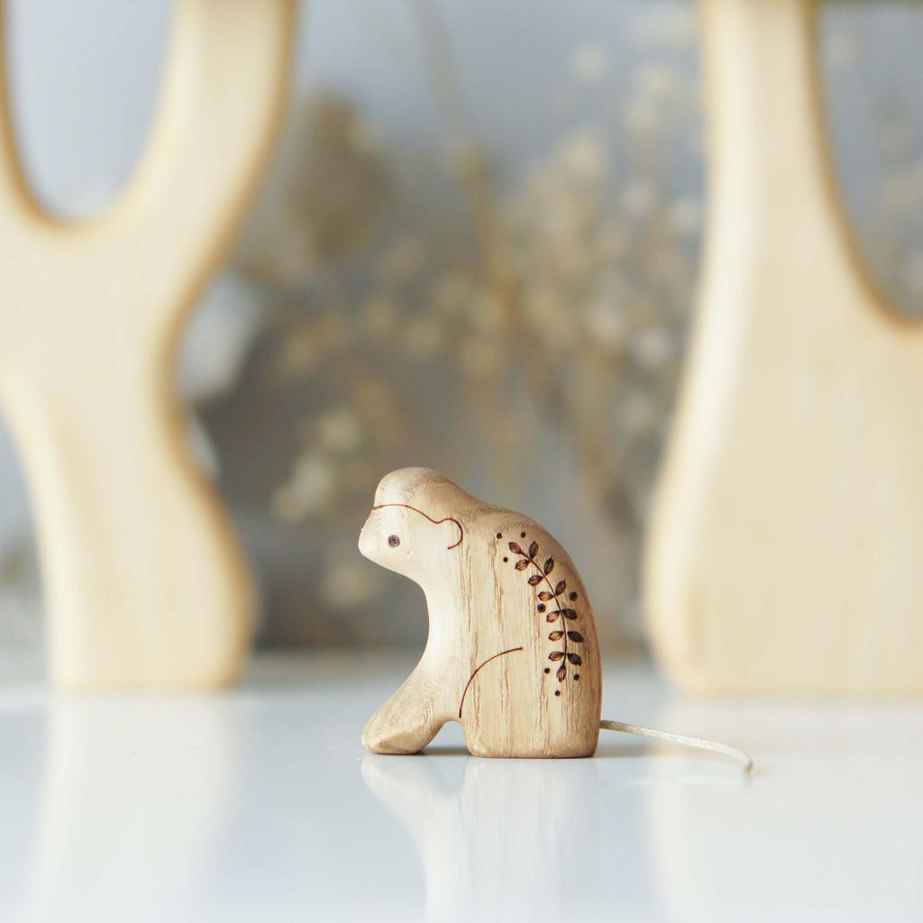 Monkey baby wooden toy (colored)