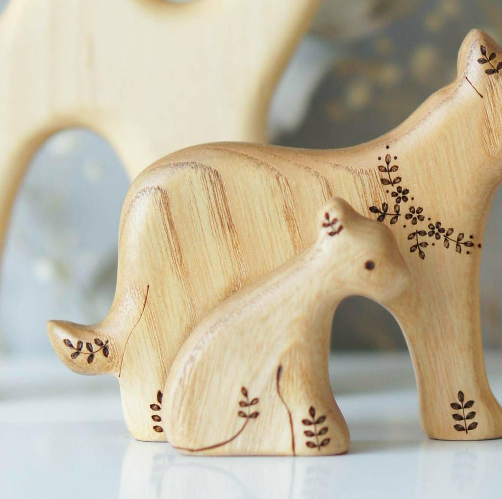 Lion sitting baby wooden toy (colored)