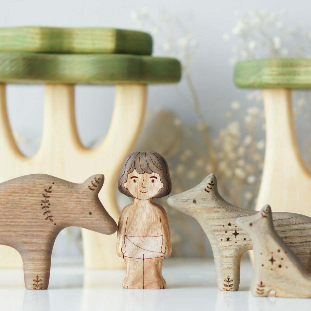 Mowgli wooden toy (dark skin)