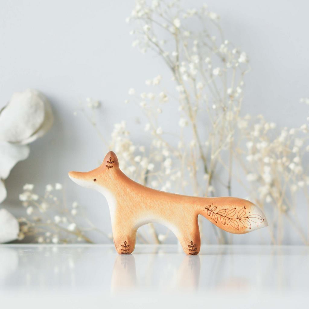 Wooden fox toy (colored)
