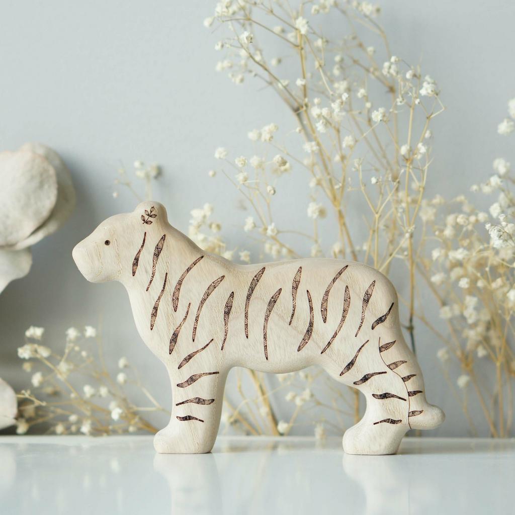White tiger  wooden toy