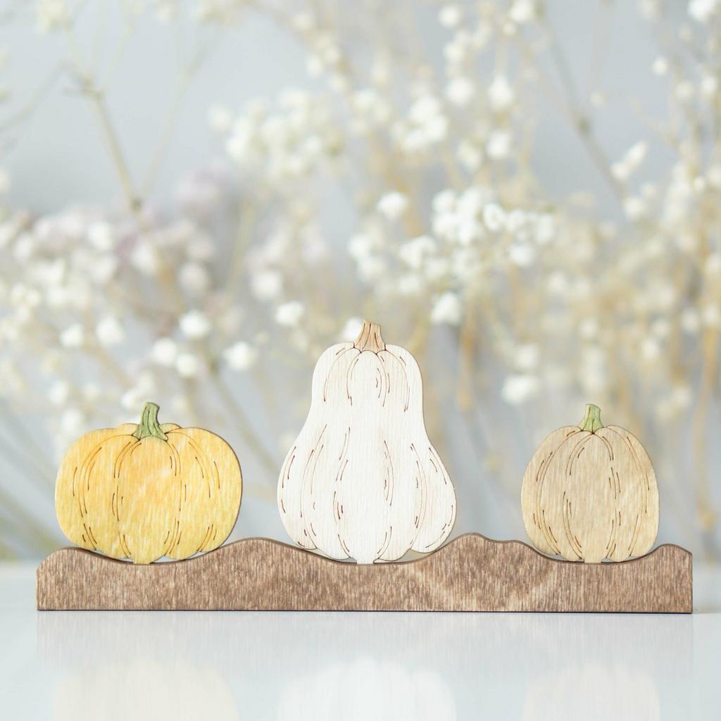Garden bed with pumpkins (set of 3) (white)