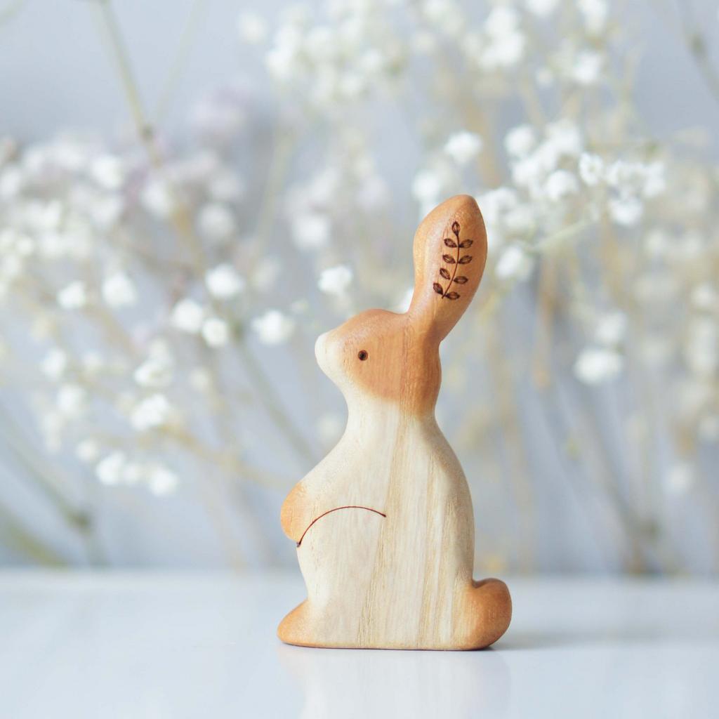 Wooden bunny toy №1 ( (ginger with beige)
