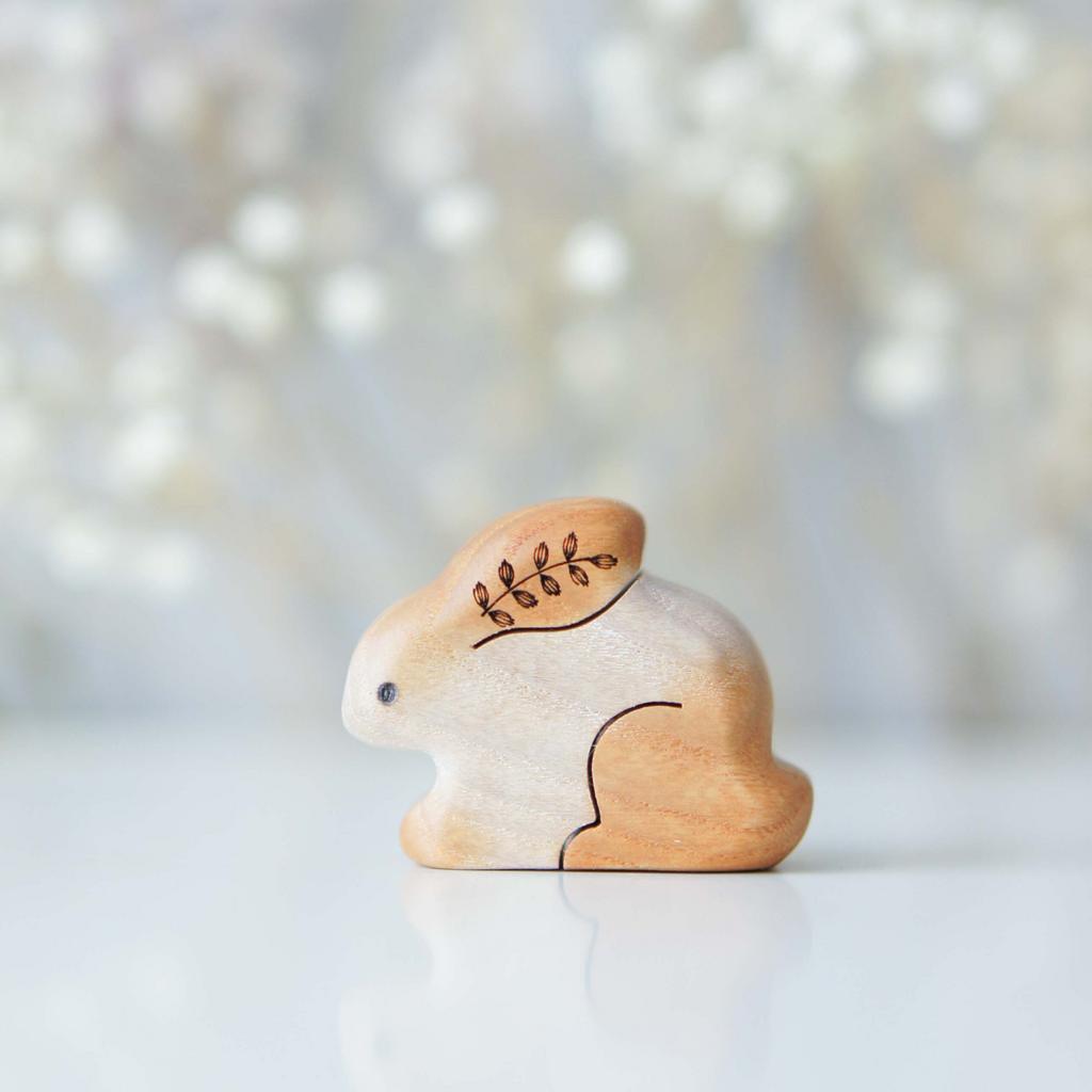 Wooden bunny toy №6 (ginger with white)