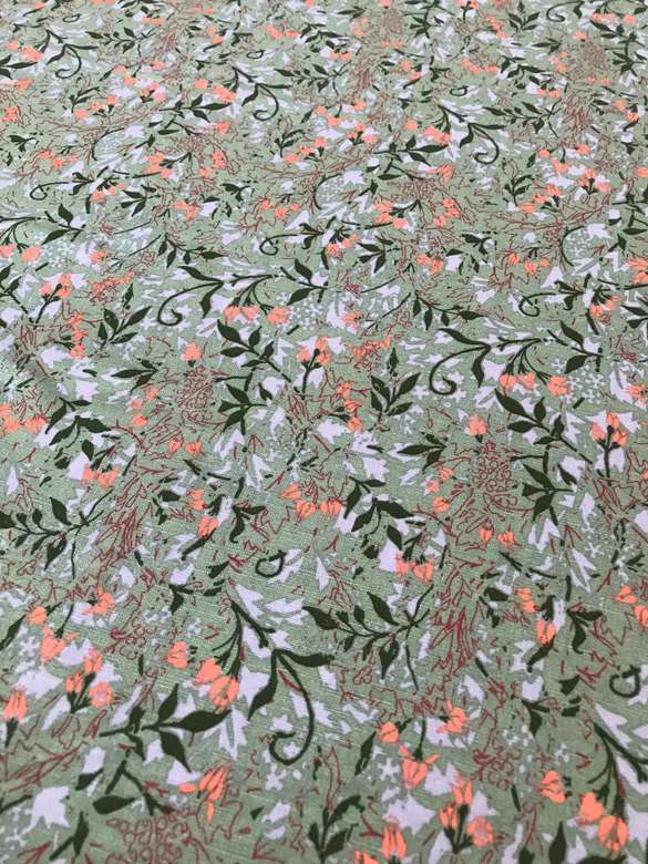 Лён с принтом "Зеленый сад"