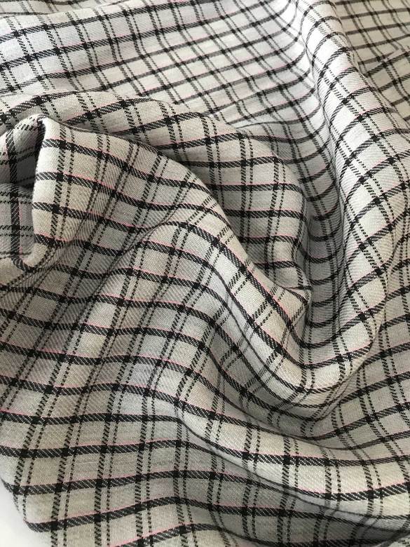 Лён с шерстью  "Светлая клетка"