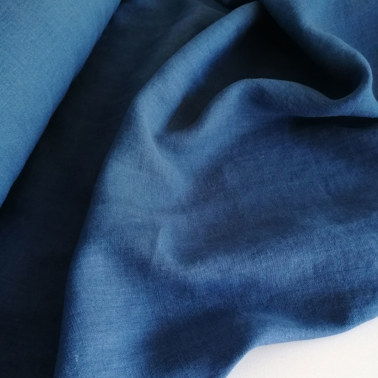 100% костюмный лен стираный crush синий Оршанский льнокомбинат Беларусь