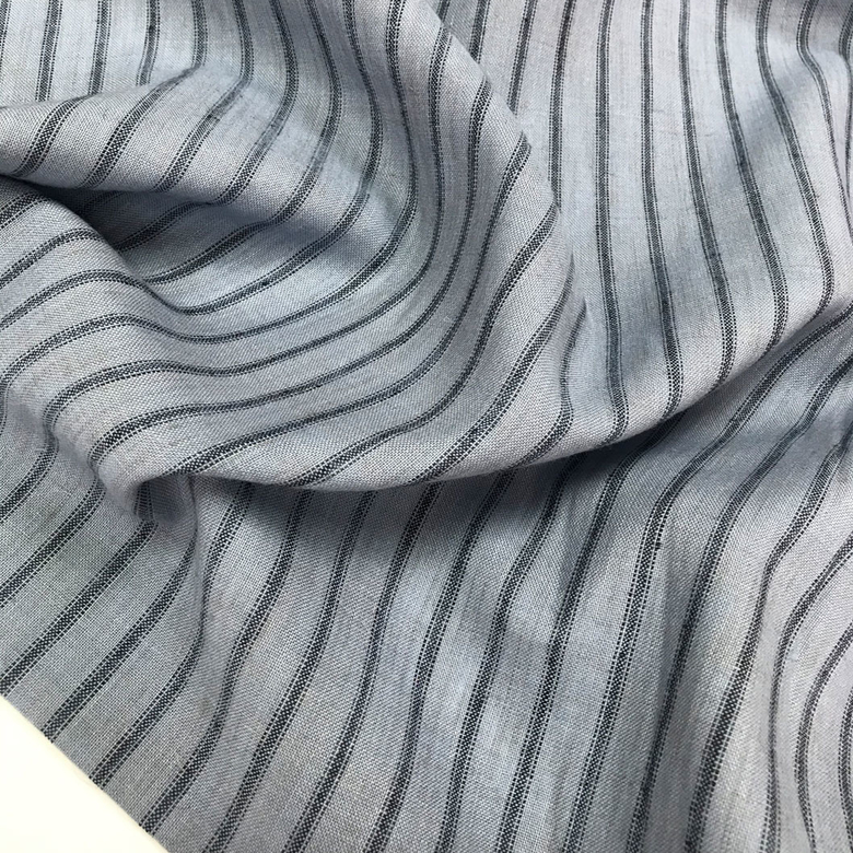 Лен с шерстью серая полоса на голубом Россия