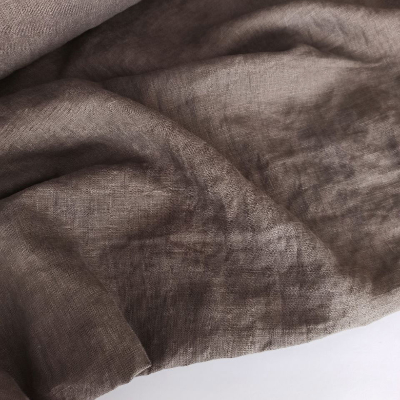 100% лен стираный мятый кофейный