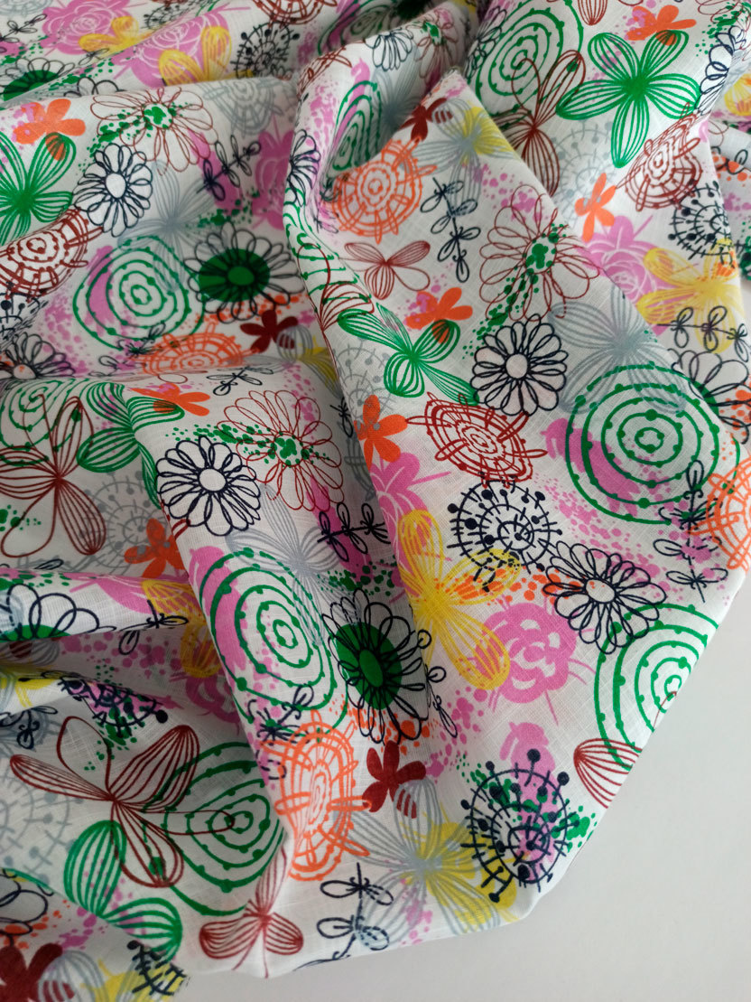 хлопок батист премиум разноцветные цветы