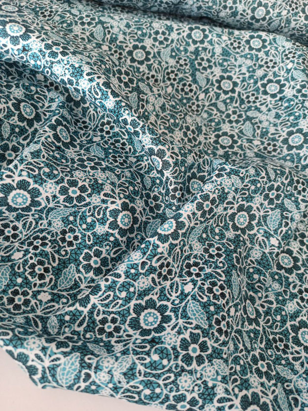 хлопок вуаль голубые цветы