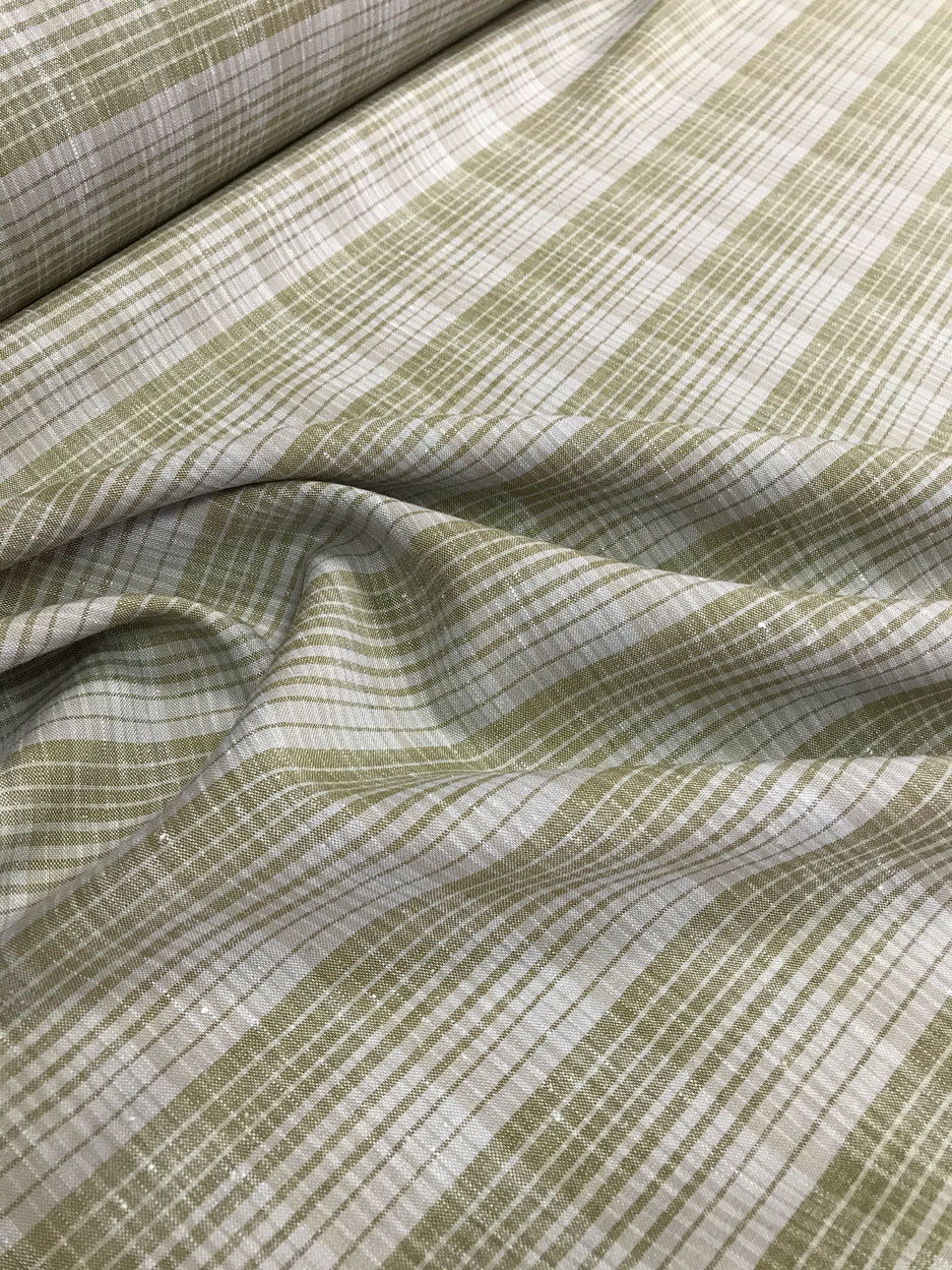 Лён с шерстью  "Серо-оливковая клетка"