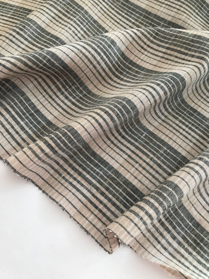 Лён с шерстью  "Бежево-серая клетка"