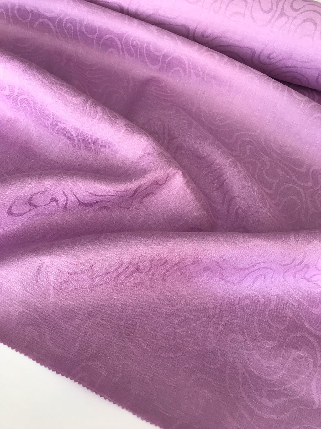 лен жаккард сиреневый узор