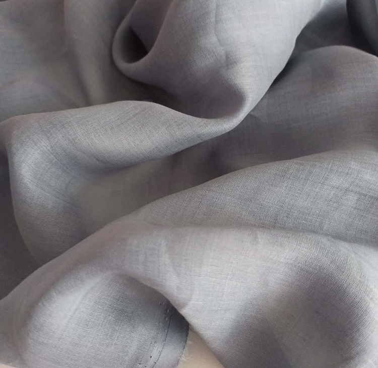 ткань батист крапива ramie серо-голубой