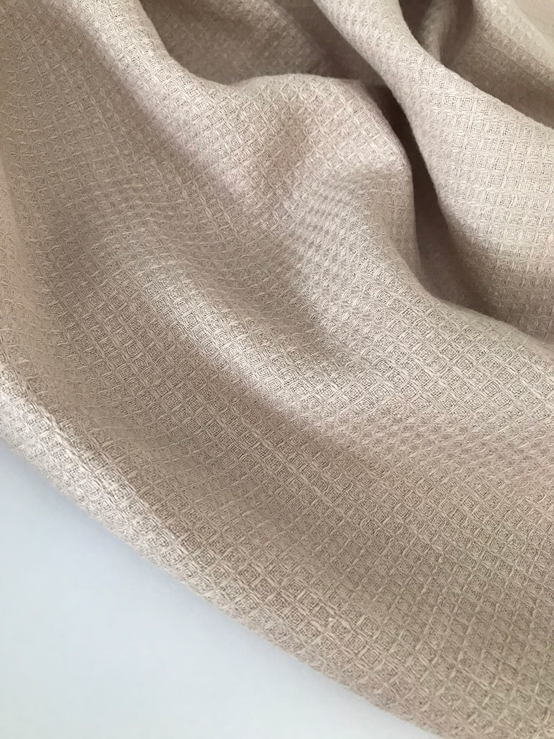 Отрез льняная вафля стираная (crush) Нежный беж 2,5м