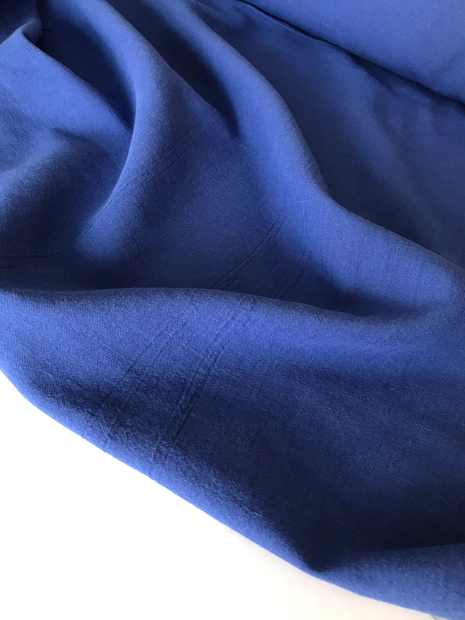 ткань крапива рами ramie жатая синий