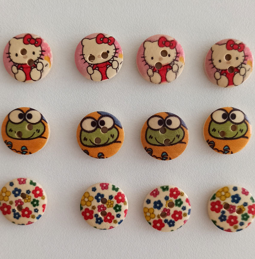 деревянные пуговицы с принтом