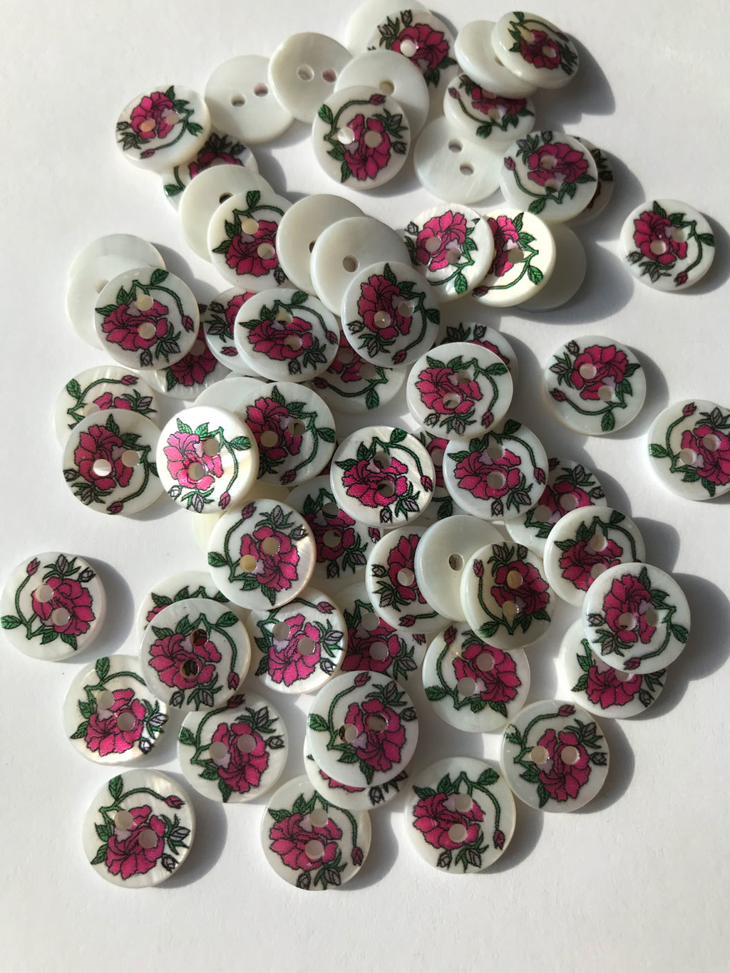пуговица ракушка с принтом роза