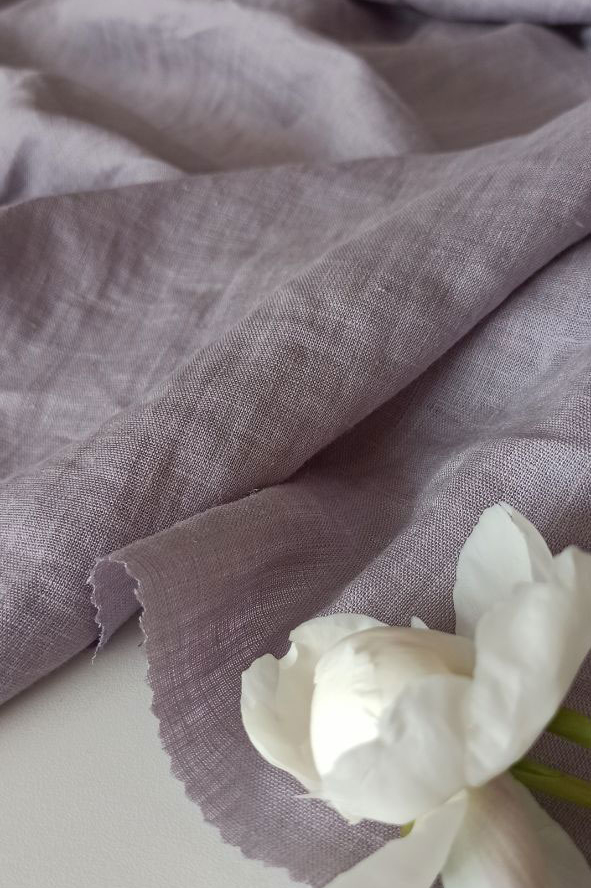 лен сорочечный стираный мятый лиловый