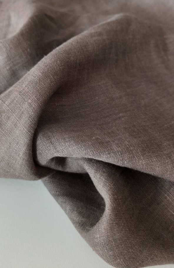 лен сорочечный крешированный стираный серо-коричневый