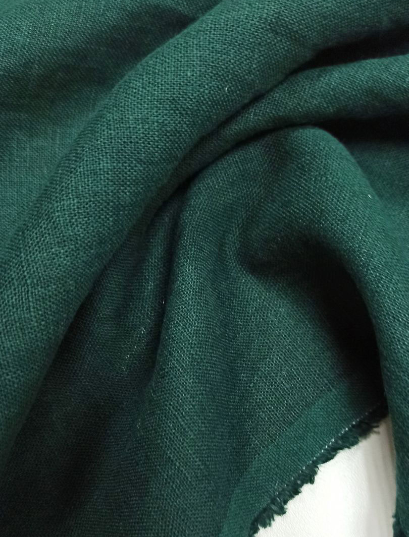 100% лен стираный краш изумруд