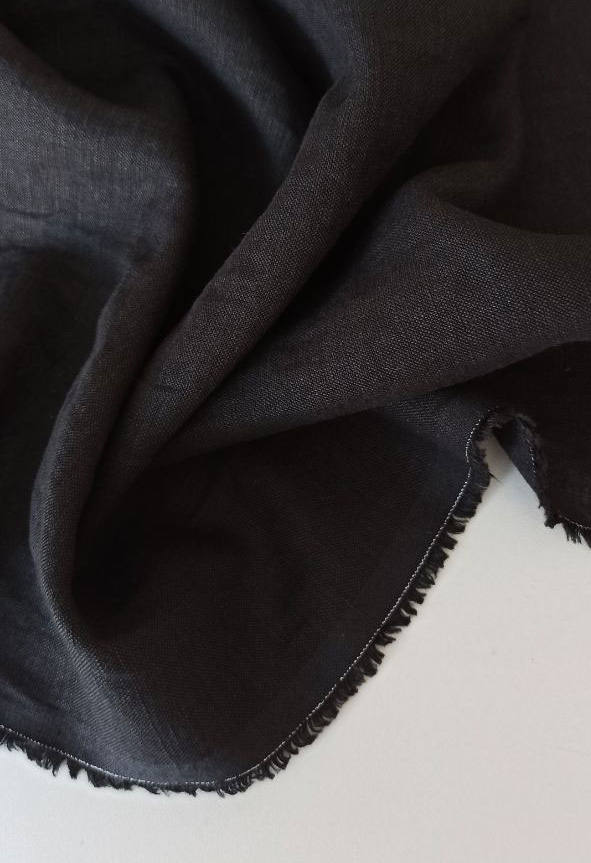 лен краш с вискозой черный