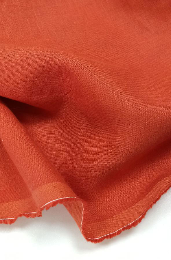 100% лен костюмный  морковный