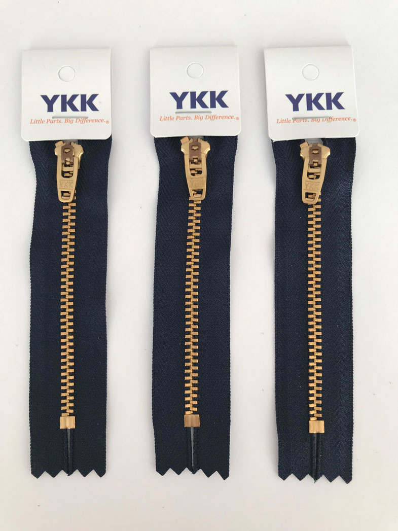 Молния YKK "Джинс" неразъемная металлическая (латунь) в розницу