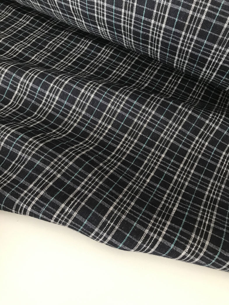 ткань лен с шерстью клетка серая