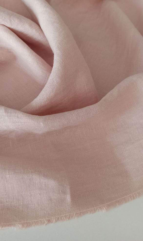 100% лен крэш стираный розовый