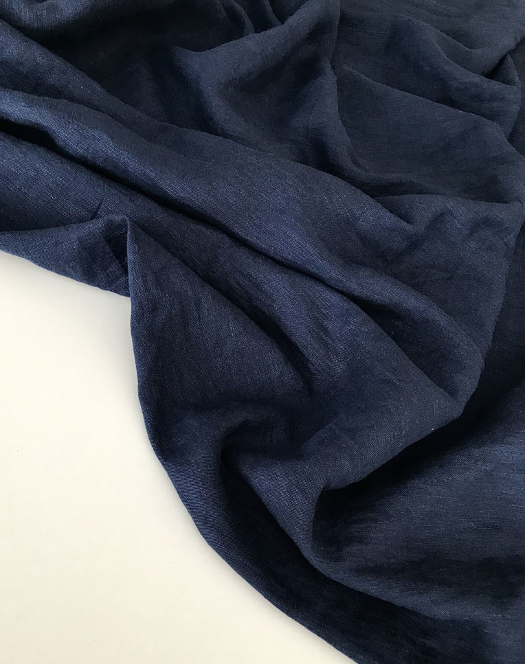 лен с вискозой темно-синий