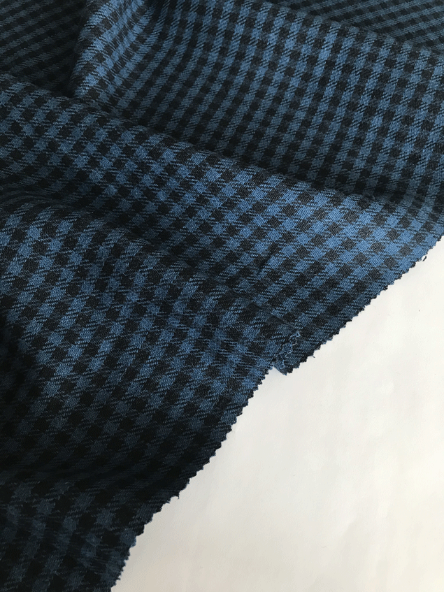 Лён "Клетка синяя" плотный