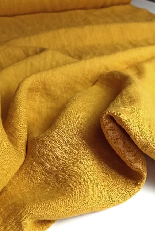 Лён широкий crush с эффектом мятости "Медовый топаз"