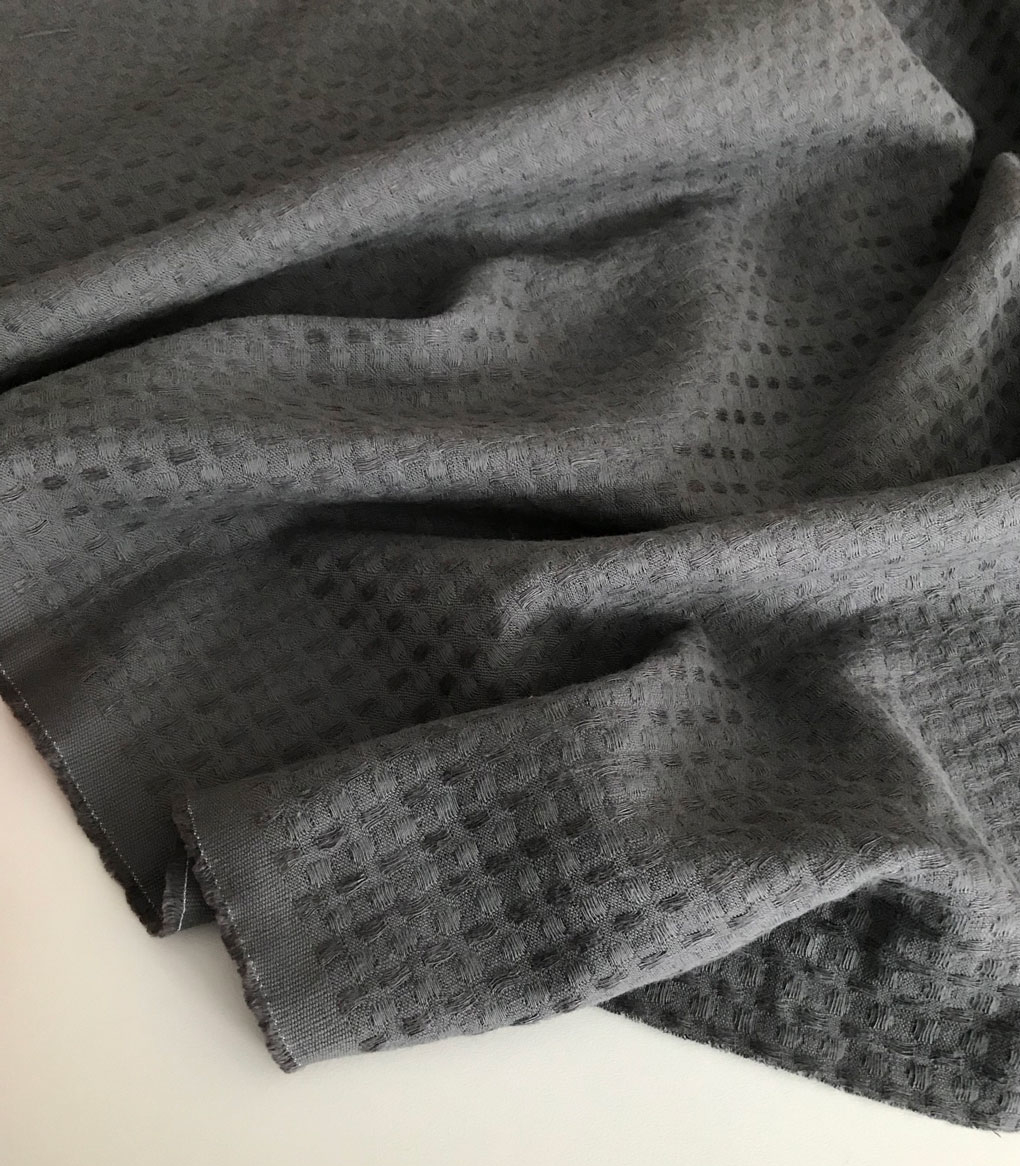 Широкая стираная льняная вафля "Графит"