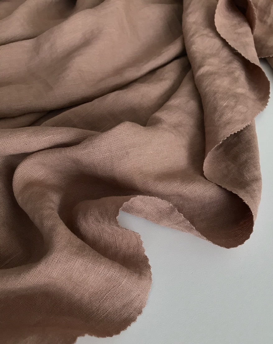 Отрез Лён с вискозой "Теплый песок" с эффектом мятости (crush) 1,65м