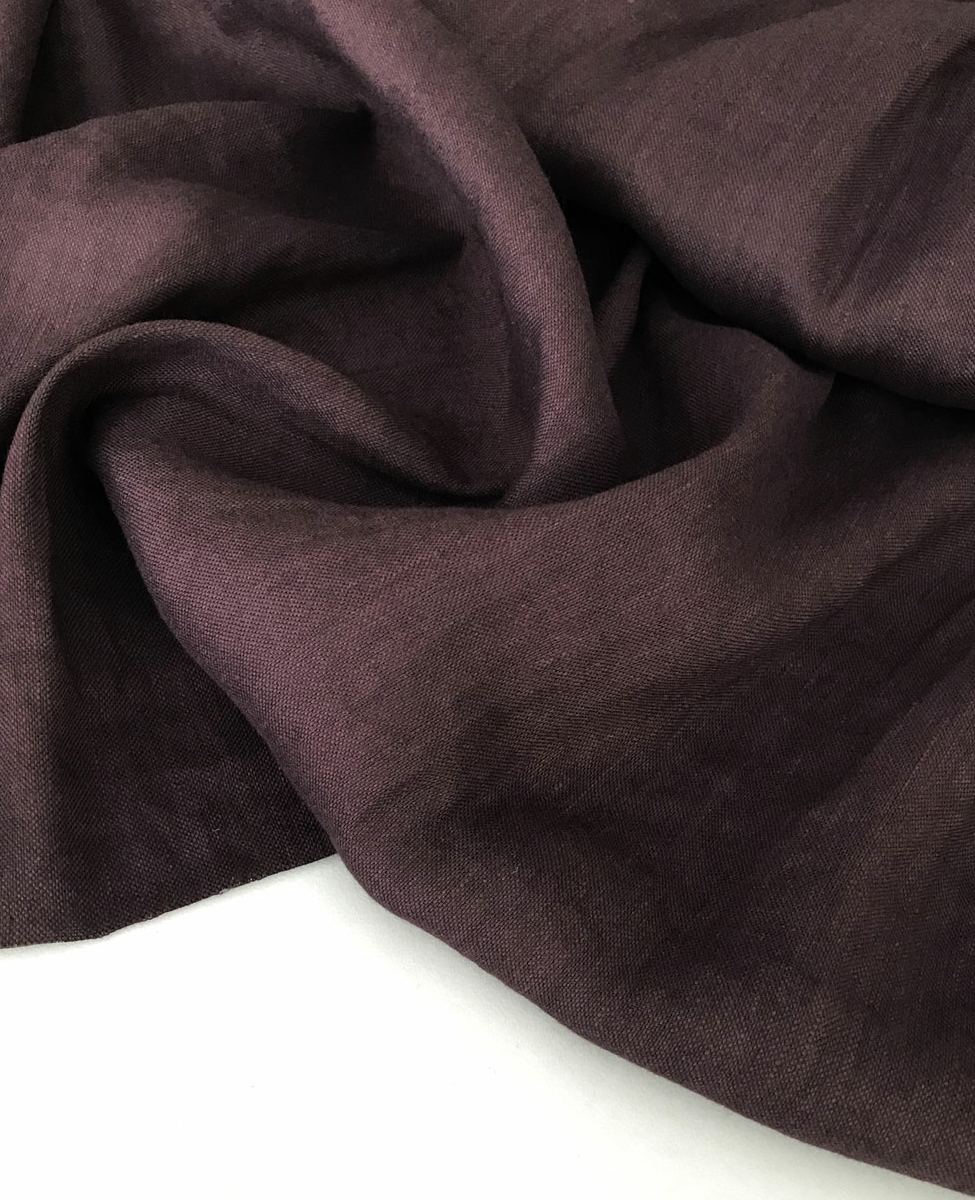 Лён с вискозой "Ежевичный шоколад" с эффектом мятости (crush)