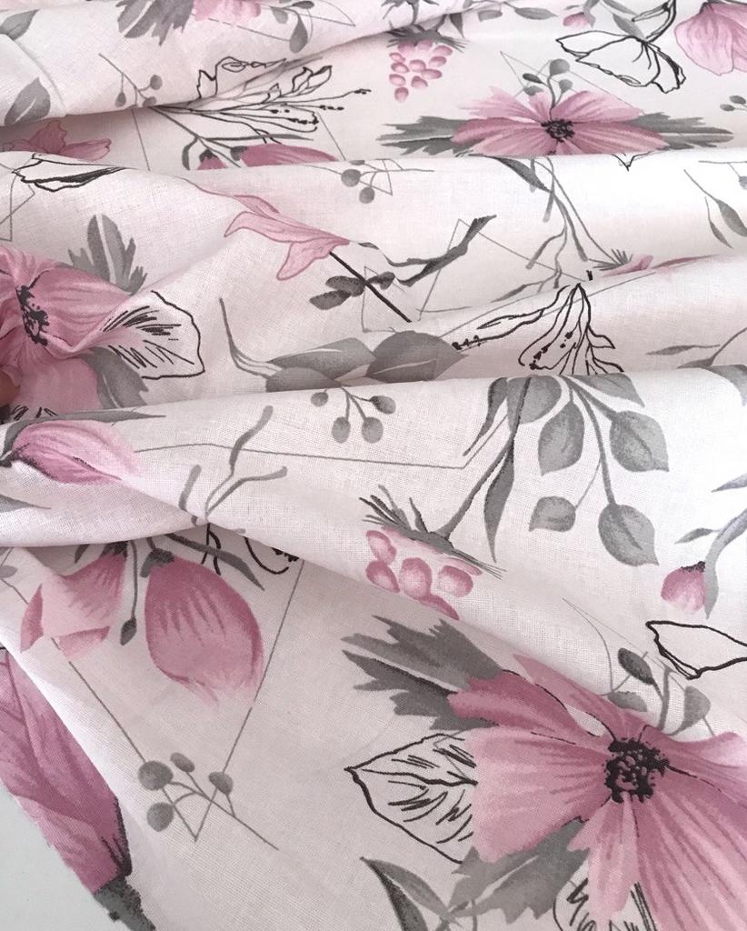 Лён с принтом широкий "Магнолия"