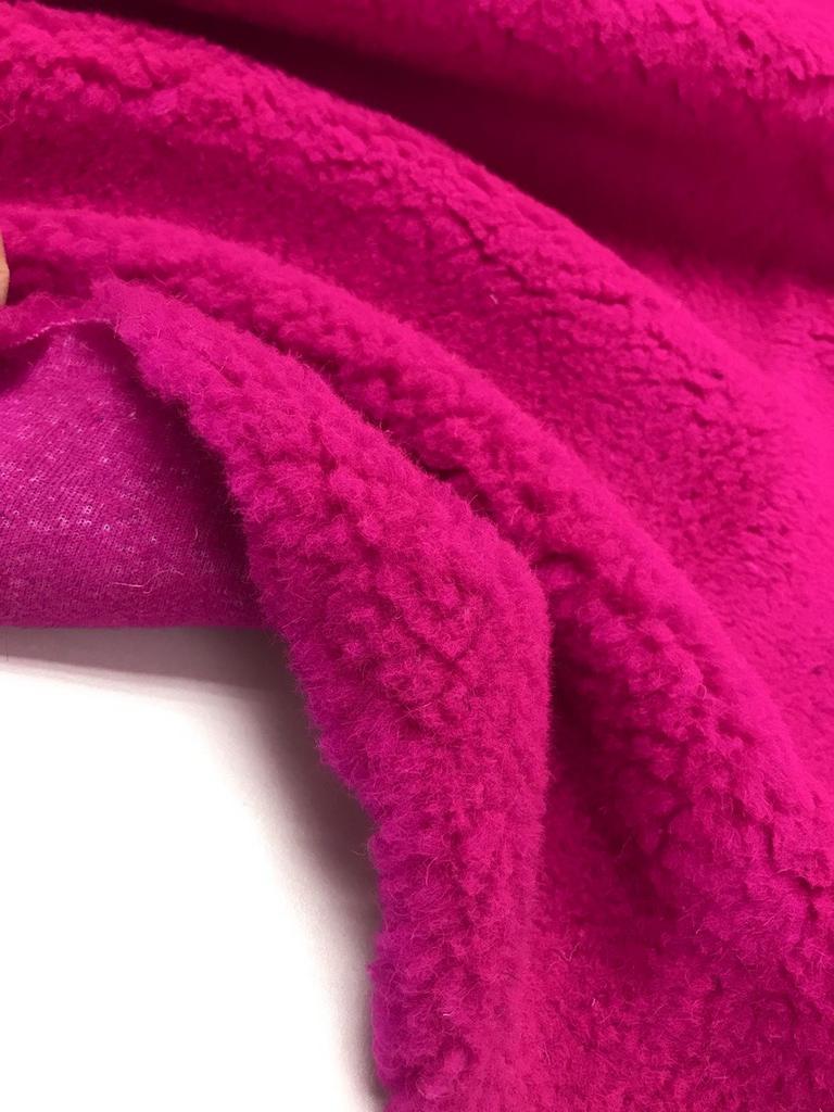 Мех тумблированный "Фуксия" из 100%  шерсти на трикотажной основе (Премиум)