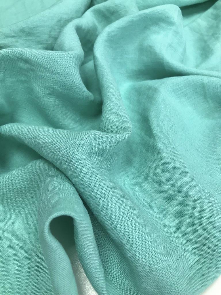 Отрез- Лён с вискозой "Аква бирюза" с эффектом мятости (crush)- 2,35м, 0,6м