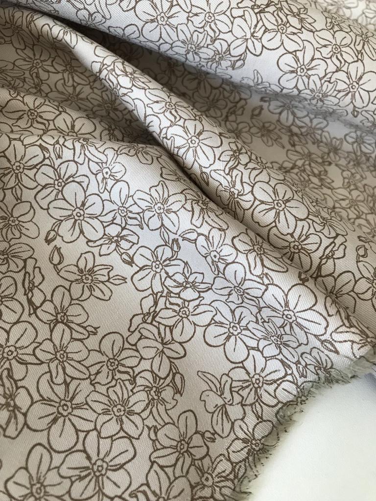 Хлопок твил "Цветы беж"